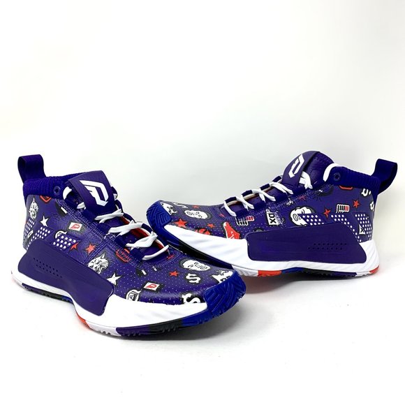 Adidas DAME 5 Basketball Shoes Purple LE Print $ main image 12